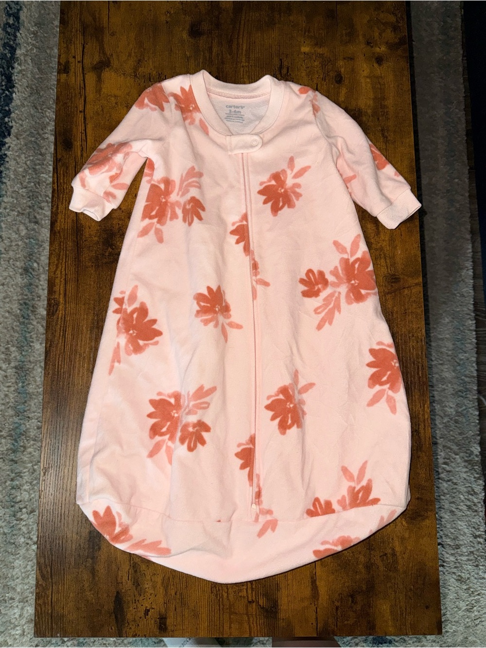 Carter's Light Pink Sleep Sack with Coral Floral Print